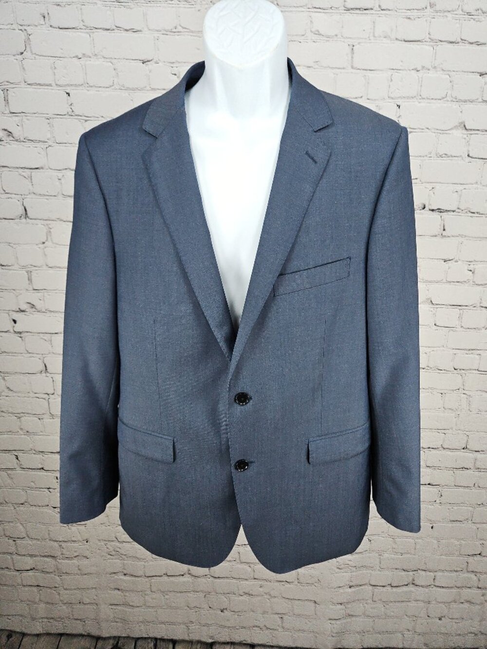 DKNY Blue 100% Wool 2 Button Single Vented Notch Blazer Sport Coat 42R